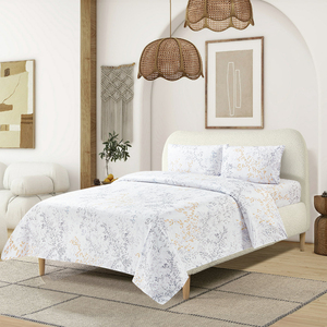 Thanh lịch đơn giản đơn giản hoa và cây chủ đề 4 Mảnh Polyester tấm phẳng được trang bị tấm - Product Image 1