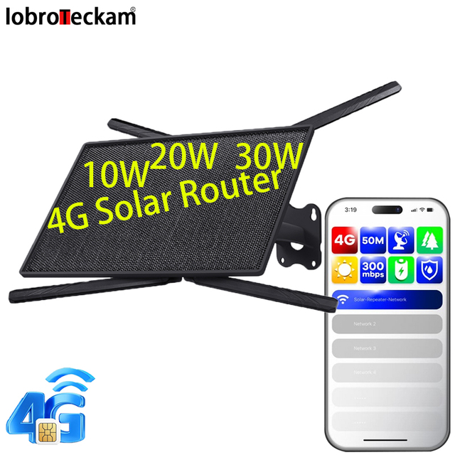 Outdoor Solar Powered 4G LTE Router with WiFi Hotspot Wireless Waterproof CCTV Camera SIM Card Router for Remote Area
