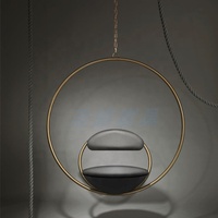 Siège unique or acier inoxydable balançoire suspendu cerceau chaise circulaire mobilier d'extérieur maison salon