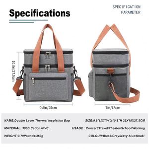 Bolsa Térmica Oxford 300D de Doble Capa Reutilizable para Oficina, Impermeable, para Almuerzo, con Logotipo - Product Image 4