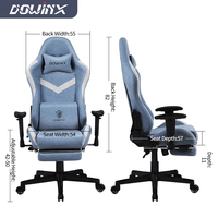 Dowinx Big and Tall Chaise de jeu haut de gamme en tissu avec repose-pieds, technologie de vente en gros