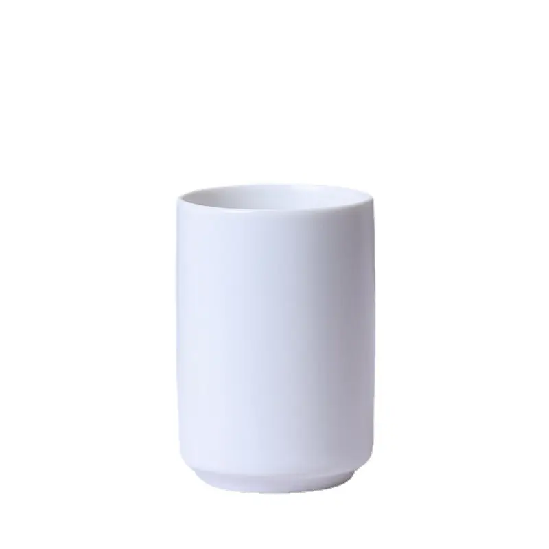 Modern Simple Creative Straight Cylinder Handle Less Ceramic Mug Hotel Mouthwash Cup