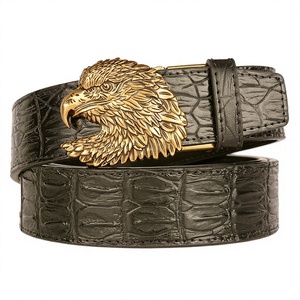 Cinturón Automático de Cuero Genuino para Hombre con Hebilla de Aleación Estilo Vintage y Estampado de Cocodrilo, 3.5cm de Ancho, Cinturones de Diseñador al por Mayor - Product Image 2