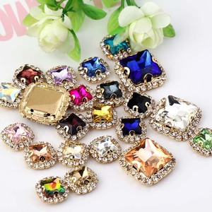 <b>Square</b> Rhinestone <b>Edging</b> 4-Hole Crystal Buckle DIY Headwear Accessories Loose Beads Wholesale Yiwu Origin - Product Image 4