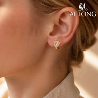 Hartvormige CZ Chunky Hoop Stud Oorbellen Goud Zilver Koper Pave Zirconia Hart Geribbelde Buis Oorbellen voor Vrouwen Feest Valentijn Sieraden