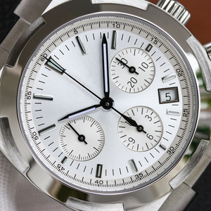 5500v style Stainless Steel Cushion <b>Case</b> Chronograph <b>Watch</b> Men Luxury White Dial Automatic Mechanical <b>Watch</b> Black Rubber Strap - Product Image 6