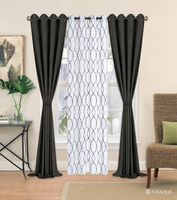 Ensemble de 5 rideaux occultants pour salon : 2 rideaux occultants unis, 1 rideau transparent brodé, 2 attaches rideaux, occultation à 100%