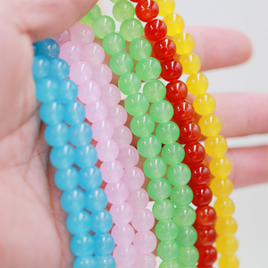 Bán Buôn Phụ Kiện Tự Làm 6Mm Màu Xanh Rõ Ràng Thủy Tinh Màu Đỏ Tinh Thể Ngọc Bích Bóng Hạt Lỏng Lampwork Hạt Cho Vòng Đeo Tay - Product Image 2