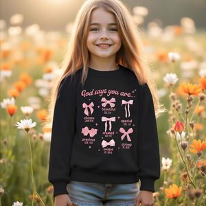เสื้อฮู้ดเด็กผู้หญิงลายโบว์น่ารัก แขนยาว ผ้าถัก ระบายอากาศได้ดี สำหรับเด็กและผู้หญิง - Product Image 4