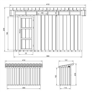 Timbela ที่เก็บของนอกบ้านไม้2ชั้นคุณภาพ M902พรีเมี่ยม4.34m ² กระเบื้องบิทูมินัสประกอบง่าย239 H x 161 W x 412 D