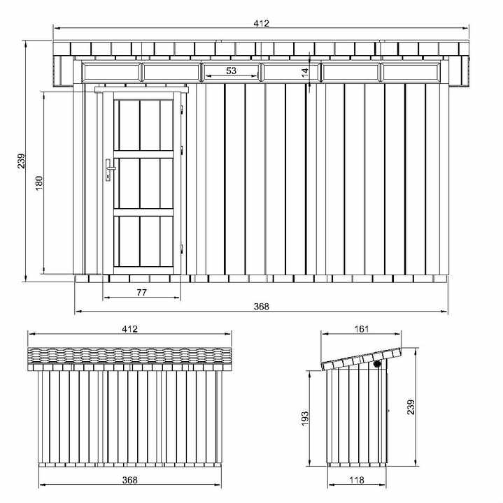 TIMBELA M902 Premium Quality 2-Floor Wooden Outdoor Storage Shed 4.34m² Bituminous Tiles Easy Assembly 239 H X 161 W X 412 D