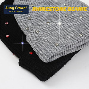 Aung Crown Y2k <span class=keywords><strong>Bonnet</strong></span> à Revers <span class=keywords><strong>Tricot</strong></span>é de Haute Qualité, <span class=keywords><strong>Bonnet</strong></span> en Strass Colorés Personnalisés pour Usage Quotidien - Product Image 2