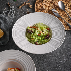 Assiette à pâtes italienne en céramique blanc pur, soucoupe, bol à soupe occidental style <span class=keywords><strong>chapeau</strong></span> <span class=keywords><strong>de</strong></span> <span class=keywords><strong>paille</strong></span>, vaisselle <span class=keywords><strong>de</strong></span> restaurant occidental - Product Image 5
