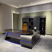 Bureau de direction en L de luxe moderne et high-tech, extensible, avec construction en bois durable et tiroirs de rangement pour bureau de PDG ou domicile