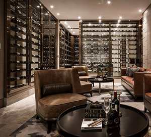 Vinoteca de Lujo Personalizada con Área de Degustación, Mueble Exhibidor de Vino de Acero Inoxidable con Control de Temperatura para Salón Premium - Product Image 1