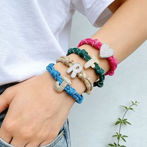 YIMEILI&Fashion Bracelet à breloques en zircone plaqué or/argent 18 carats, perles bulles rondes, 26 lettres <span class=keywords><strong>A</strong></span>-Z, accessoires DIY avec cordon coloré - Product Image 6