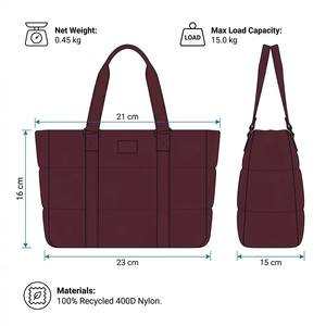 <span class=keywords><strong>Borsa</strong></span> Tote in Nylon Trapuntato di Grande Capacità BSCI Personalizzata 2026, <span class=keywords><strong>Borsa</strong></span> a Spalla Riciclata <span class=keywords><strong>Bordeaux</strong></span> per Donne, Viaggio e Pendolarismo - Product Image 4