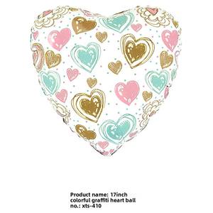 Globos de Aluminio en Forma de Corazón de 17 Pulgadas con Patrón de Corazón para Decoraciones de Bodas y Fiestas, Personalizables - Product Image 5
