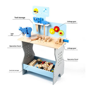Banc à outils en <span class=keywords><strong>bois</strong></span> établi d'atelier avec ensemble d'outils jouet de banc de Construction en <span class=keywords><strong>bois</strong></span> pour garçons filles de 3 4 5 ans - Product Image 3