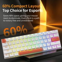 Clavier mécanique filaire blanc 61 touches avec rétroéclairage RGB, mini clavier 60 % pour le bureau et le gaming – Vente en gros usine