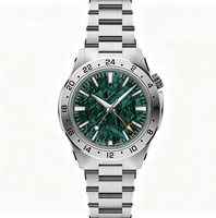Montres mécaniques pour hommes de 40 mm alimentées par un mouvement Miyota 9075 GMT automatique, cadran en météorite véritable avec BGW9
