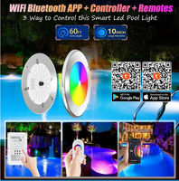 Lumière de piscine, lumière sous-marine avec application WiFi, mode musique, minuterie, RGB, panneau rond fin de 10 pouces pour fontaine, décoration aquatique, bord infini