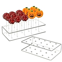 Support de présentation à 2 niveaux en acrylique effet vague d'eau pour cake pops, avec finition dorée, pour confiseries et présentoirs de table