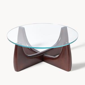 <span class=keywords><strong>Table</strong></span> Basse Moderne Scandinave en Bois Massif et Verre, <span class=keywords><strong>Ronde</strong></span>, Design Artistique pour <span class=keywords><strong>Salon</strong></span> - Product Image 3