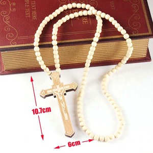 Collier de perles en bois faites à la main ethnique de haute qualité <span class=keywords><strong>St</strong></span> Benoît Crucifix croix bois chrétien prier collier pour femmes hommes - Product Image 2