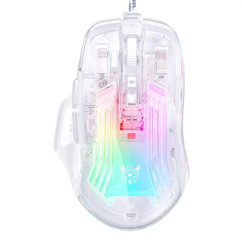 ONIKUMA CW923 прозрачная Проводная игровая мышь RGB подсветка 7 кнопок 6 DPI Регулировка пользовательского программирования компьютерная мышь