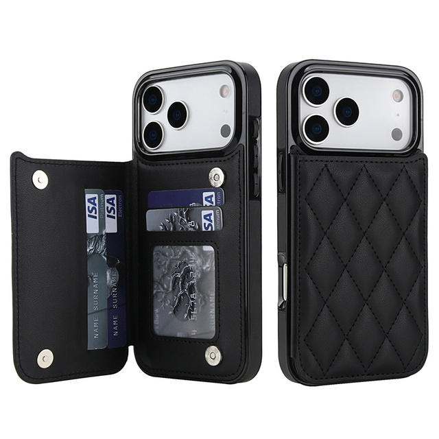 Luxury PU Leather Card Holder Back Cover Wallet Phone Case for iPhone 17 Pro Max 17 Air 16 15 14 13 12 11 Xs Xr Xs Max 7 8 Plus