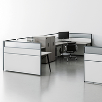 Ensemble complet de mobilier de bureau modulaire avec cloisons pour 4 postes de travail, cloisons flexibles pour postes de travail standard