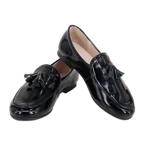 Custom Loafers Shoes Manufacturer women anti-slip cow patent leather loafer dress bowknot comfortable flat shoes custom flat sho