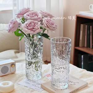 हल्के लक्जरी बड़े पारदर्शी पतले ग्लास वेस ग्लेशियर पैटर्न ताजा रहने के लिए लिविंग रूम के लिए रचनात्मक भोजन टेबल सेंटरपीस - Product Image 5