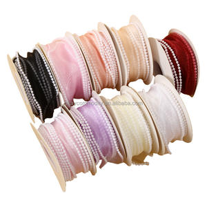 Va bene 1.5 pollici largo 5 metri nastro bianco con bordo in finta perla rete di Organza nastro liscio coda di pesce nastri trasparenti trasparenti per regalo - Product Image 1