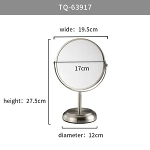 Metal Framed Mirror With Stand Custom Table Mirror Double Side Decorative Vanity Mirror 360 Rotation