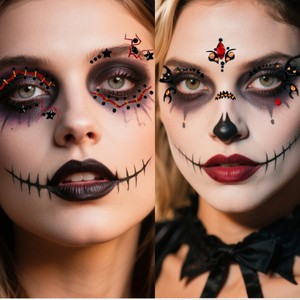 Halloween Face Rhinestone Stickers Spider Witch Dark Style Makeup Party Stage Performance FG364 - Product Image 5