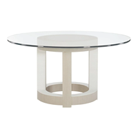 Table de salle à manger ronde moderne avec pieds en bois, plateau en verre transparent, mobilier de maison, table de salon, vente chaude