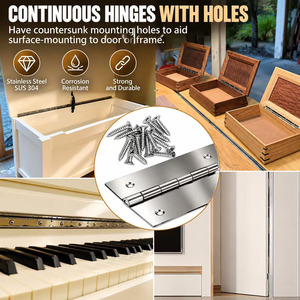 Long size design continuous furniture folding hinge for <b>door</b> <b>cabinet</b> box 1.2 inch width piano 180 degree opening hinge - Product Image 6