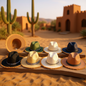 Chapeau de style ethnique en lin respirant de couleur unie, forme diamant, avec bandeau en tissu, pour l'été, idéal pour la région asiatique - Product Image 2