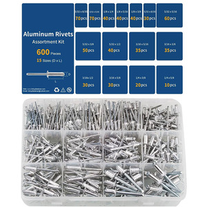 Baiguluo Aluminum Blind Rivets 600pcs 15 Sizes Assortment Kit For Construction Industry - Product Image 1