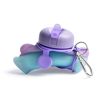 Gourde Déco pour Enfants Ours Dégradé Gobelet à Boire Givré Sans BPA Portable École Bouteilles d'Eau en Silicone pour Enfants avec Paille