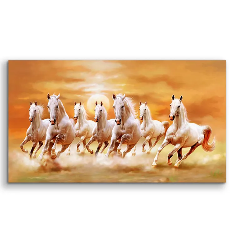 Chevaux galopants peinture coucher de soleil course toile animaux peintures mur Arts décor peinture pour salon