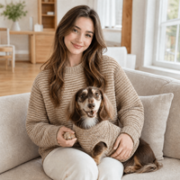 Ensemble de pulls assortis pour propriétaire et animal de compagnie en tricot texturé à anneaux horizontaux teint en masse, personnalisé ODM OEM, vente en gros