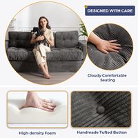 MAXYOYO Sofá Seccional Modular de 3 Plazas, Diseño Moderno, Tapizado en Tela Tufted sin Brazos, Respaldo Suelto de Esponja, Color Oscuro