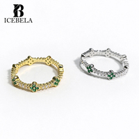 Bague classique en argent sterling 925 avec trèfle à quatre feuilles, saphir bleu, rubis rouge, émeraude verte, turquoise, pavé de zirconiums pour femmes