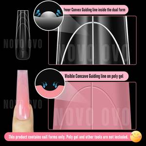 Formas Duales <span class=keywords><strong>para</strong></span> <span class=keywords><strong>Uñas</strong></span> NOVO OVO, Cuadradas Cónicas (Modeladas), Línea Guía <span class=keywords><strong>para</strong></span> Extensión Acrílica, XL XXL, Reutilizables, Cobertura Completa, Estilo Francés - Product Image 2