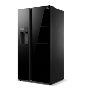 Réfrigérateur double <span class=keywords><strong>porte</strong></span> 613L <span class=keywords><strong>avec</strong></span> machine à glaçons et <span class=keywords><strong>distributeur</strong></span> <span class=keywords><strong>d</strong></span>'<span class=keywords><strong>eau</strong></span>, bar domestique, verre noir, congélateur à flux <span class=keywords><strong>d</strong></span>'air multiple, 220V CE - Product Image 2