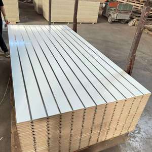 15mm/18mm tablero de fibra de pared de venta al por menor tablero Mdf Slatwall Panel/panel de pared de listón/tablero de melamina Mdf ranurado para estantes de exhibición - Product Image 4