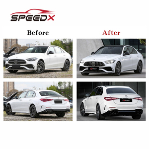 Para <span class=keywords><strong>Mercedes</strong></span> W206 Clase <span class=keywords><strong>C</strong></span> Upgrade C43 AMG BodyKit Parachoques trasero delantero Parrilla de labio delantero Spoiler Tubo de escape Kits de parachoques - Product Image 2